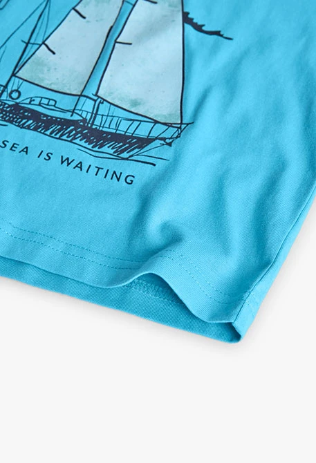 T-shirt de criança azul de malha