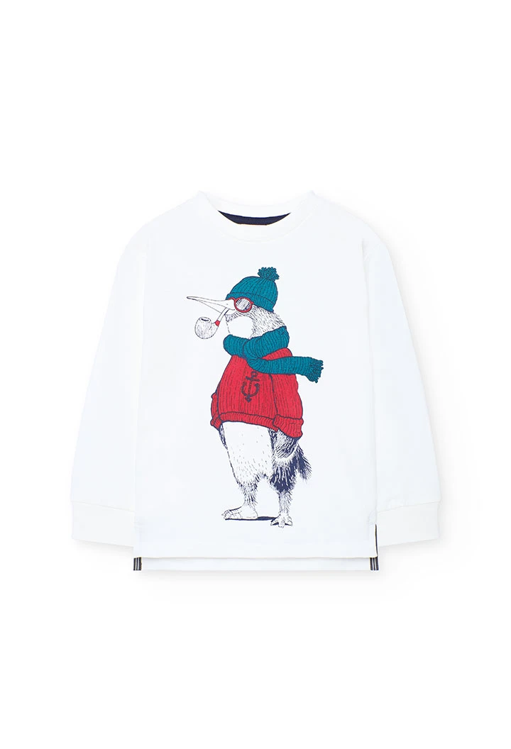 Jungen-T-Shirt weißer Punkt Pinguin