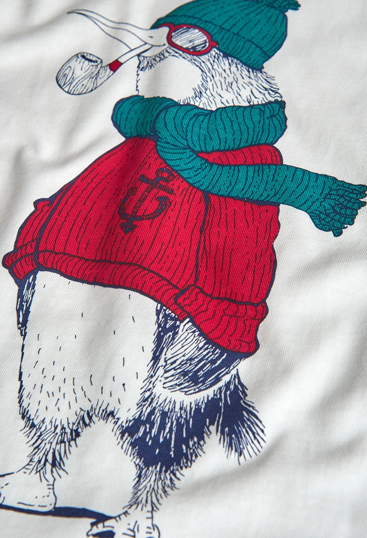 Jungen-T-Shirt weißer Punkt Pinguin