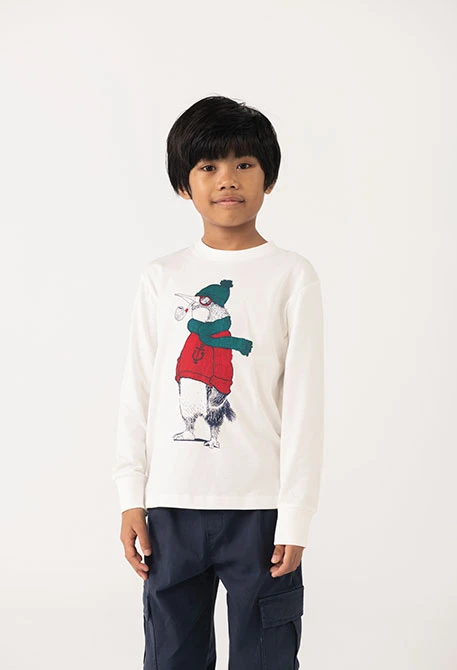 Maglietta bambino punto bianco pinguino