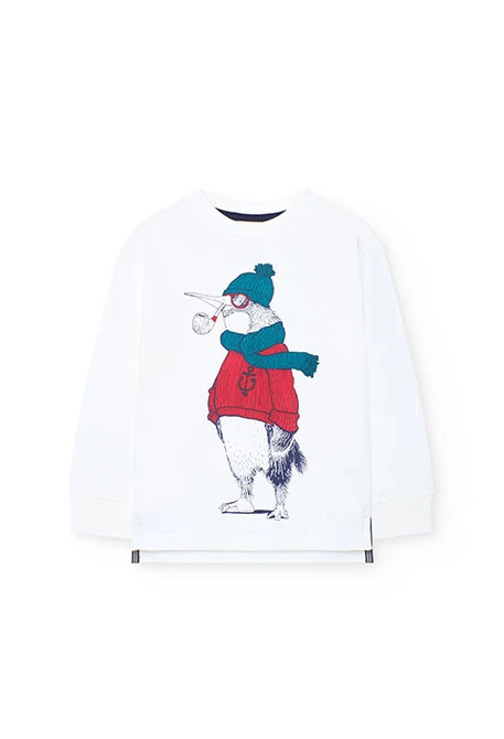T-shirt garçon point blanc pingouin