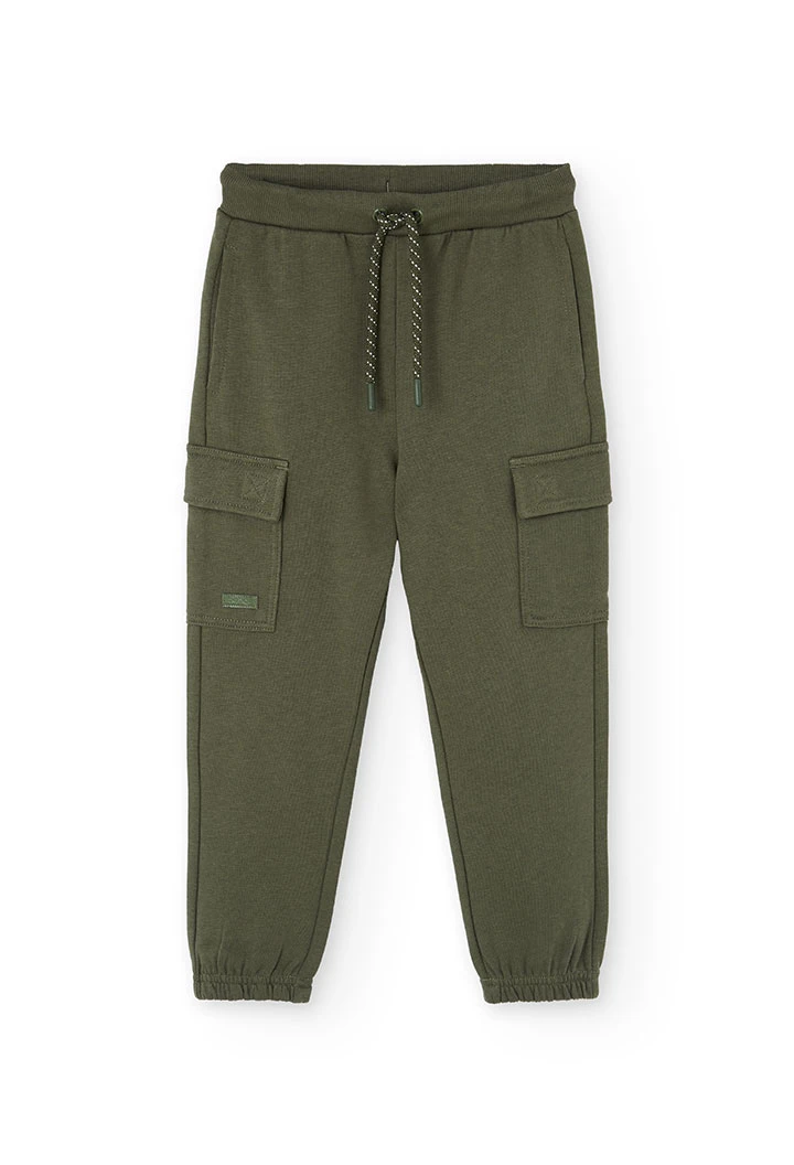 Green stretchy trousers for boy