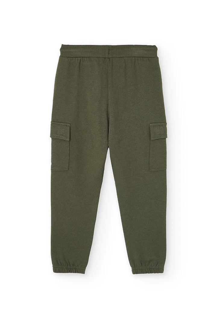 Green stretchy trousers for boy
