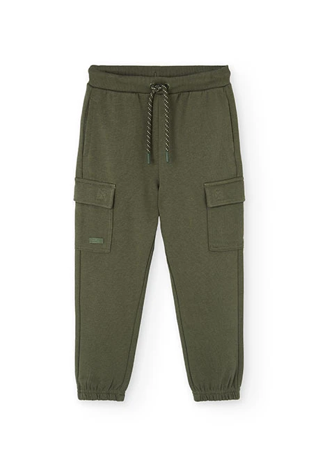 Green stretchy trousers for boy