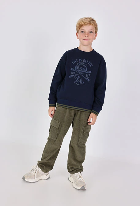 Pantalon élastique garçon vert