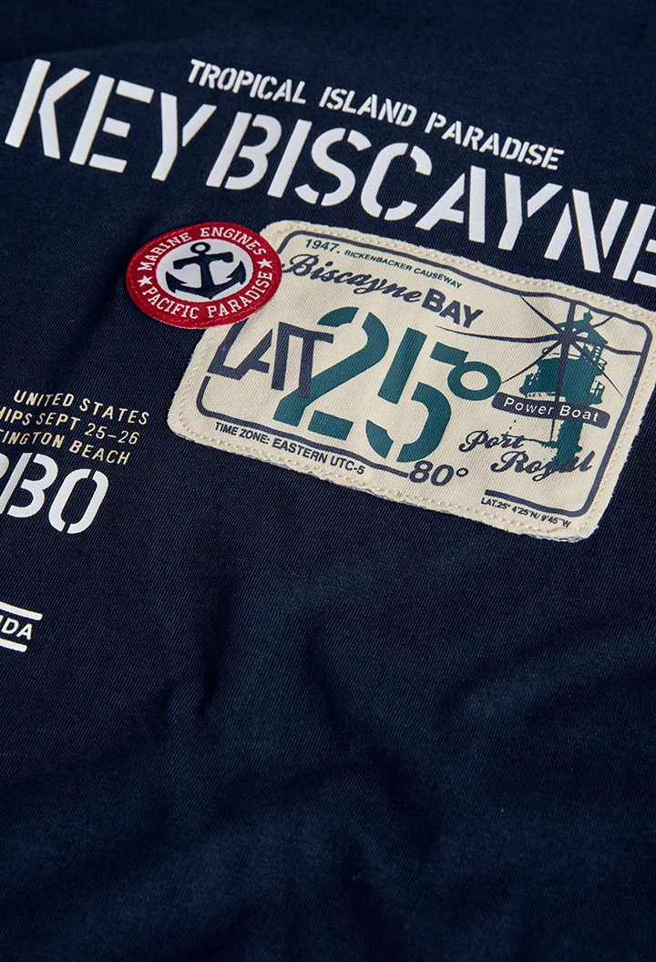 Navy blue printed jersey boy´s T-shirt