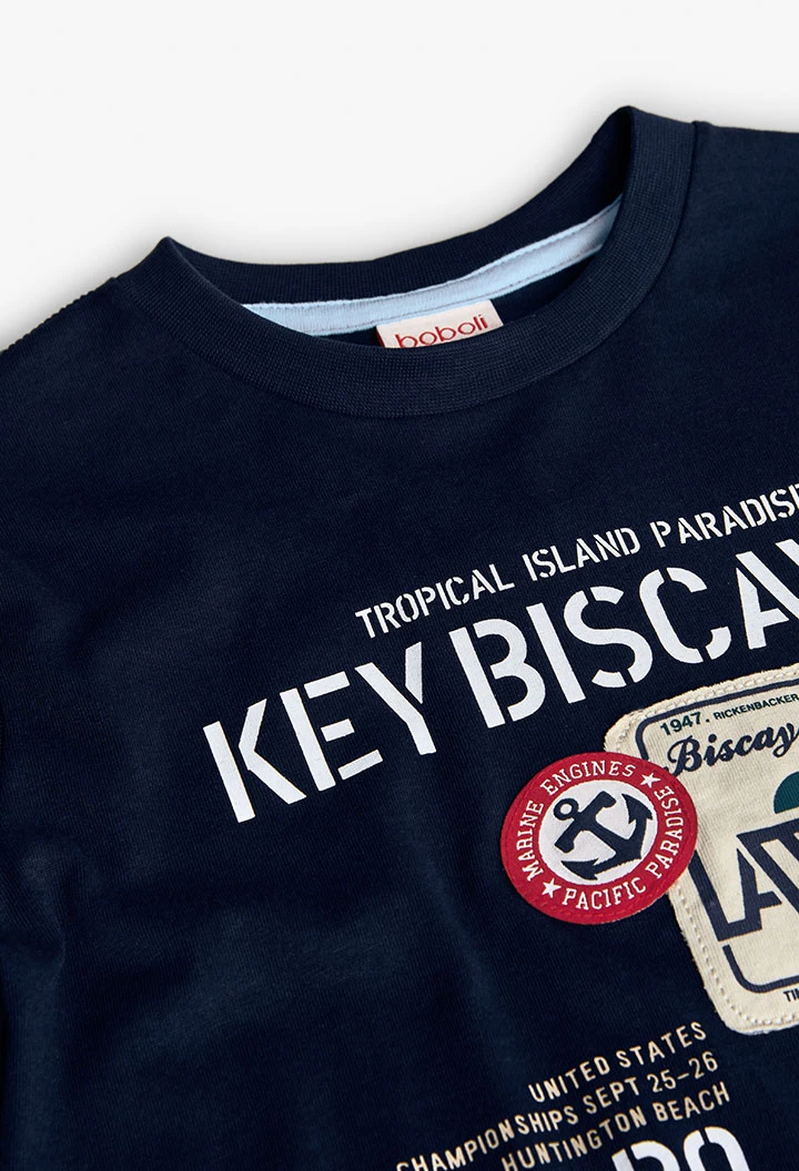 Navy blue printed jersey boy´s T-shirt