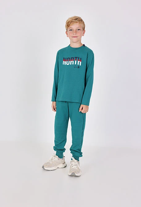 Calça menino algodão verde água