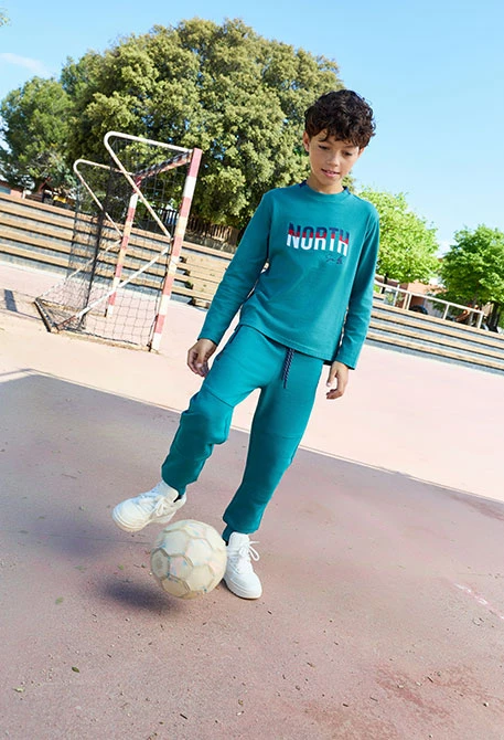 Pantalon garçon coton vert d´eau