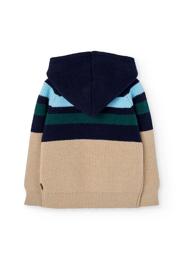 Veste garçon avec rayures bleu et beige