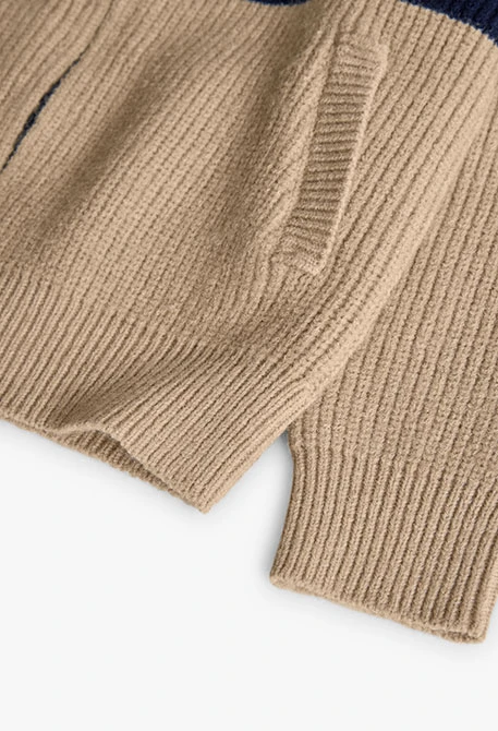 Veste garçon avec rayures bleu et beige