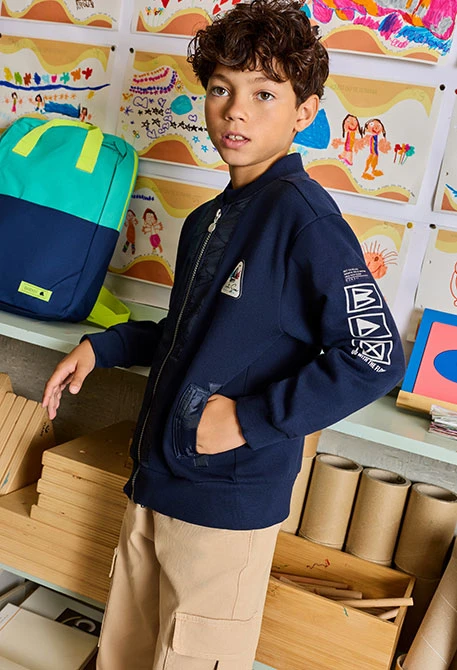 Navy blue fleece boy´s jacket