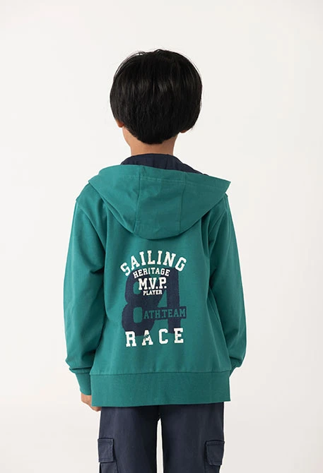 Giacca bambino in maglia verde turchese
