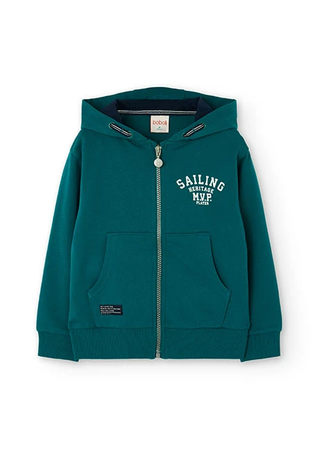 Giacca bambino in maglia verde turchese