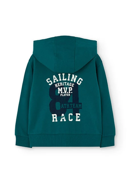 Veste garçon en maille vert turquoise