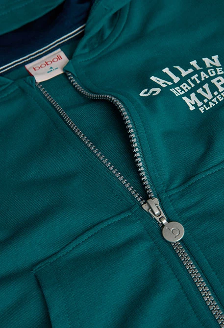 Veste garçon en maille vert turquoise