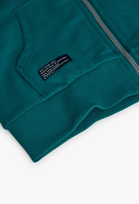 Veste garçon en maille vert turquoise