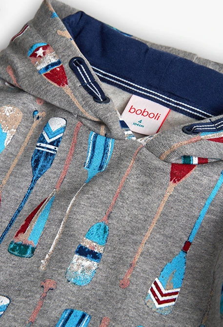 Grey knitted sweatshirt with print for boy