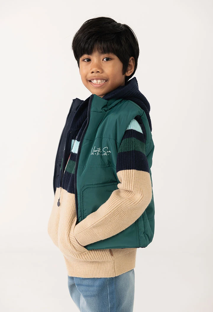 Chaleco niño reversible tejido técnico verde