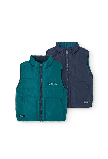 Gilet garçon réversible en tissu technique vert