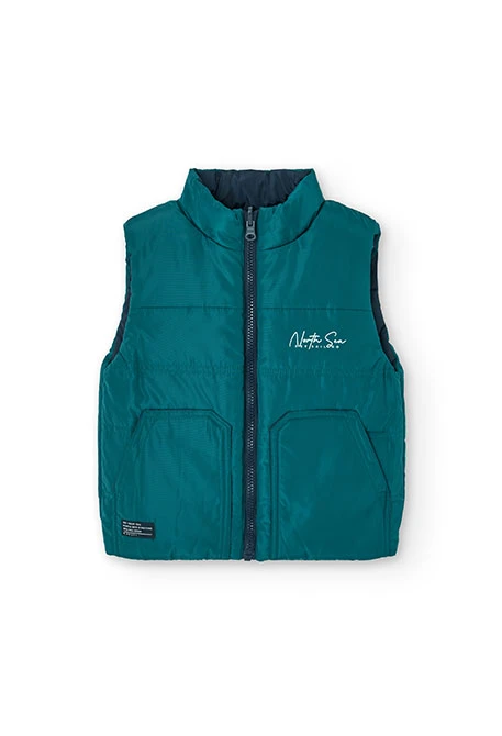 Gilet bambino reversibile in tessuto tecnico verde