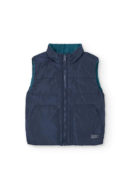 Gilet garçon réversible en tissu technique vert