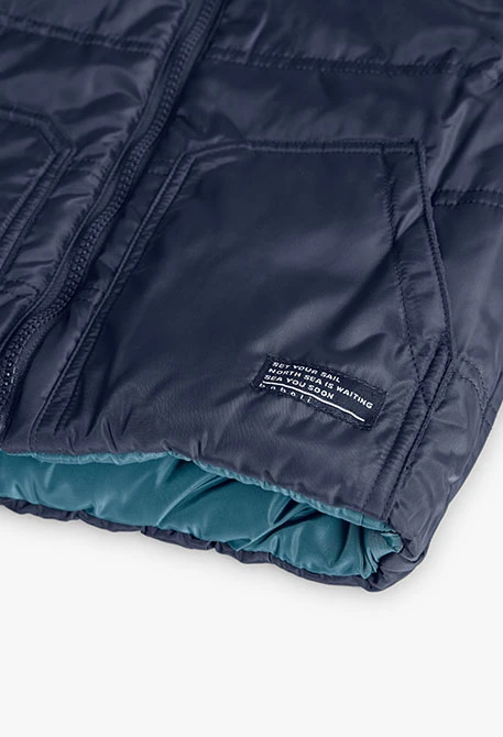 Gilet garçon réversible en tissu technique vert