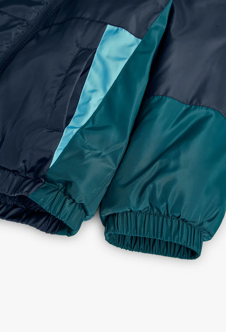 Green knit parka for boy