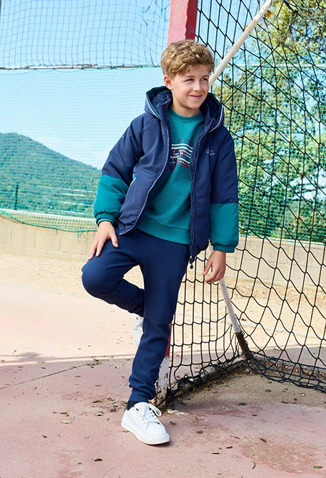 Parka garçon en maille verte