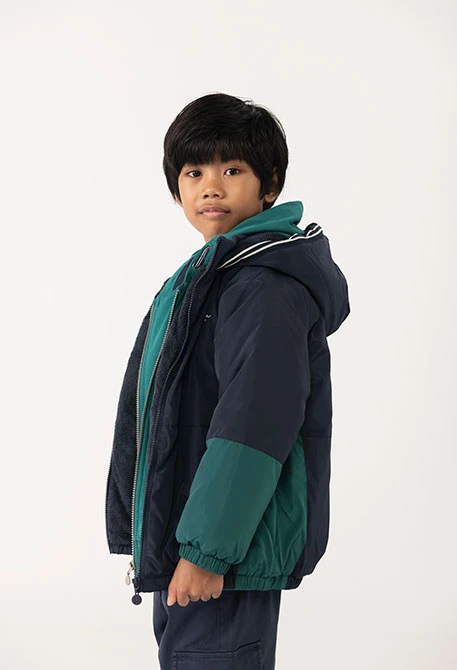 Parka garçon en maille verte