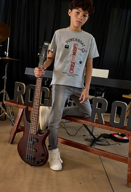 Maglietta bambino cotone grigio scuro