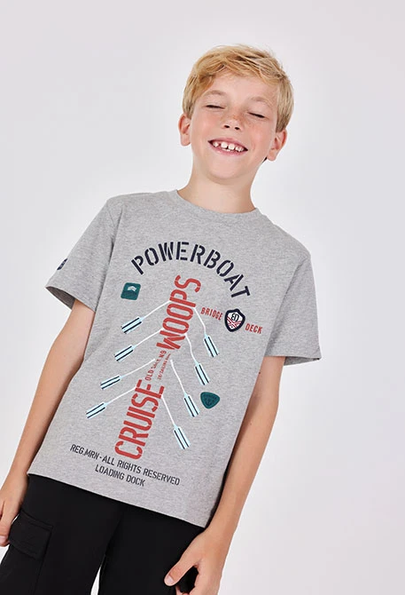 Jungen T-Shirt aus dunkelgrauer Baumwolle
