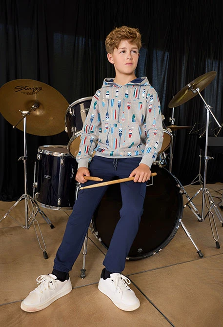 Navy blue cotton trousers for boys