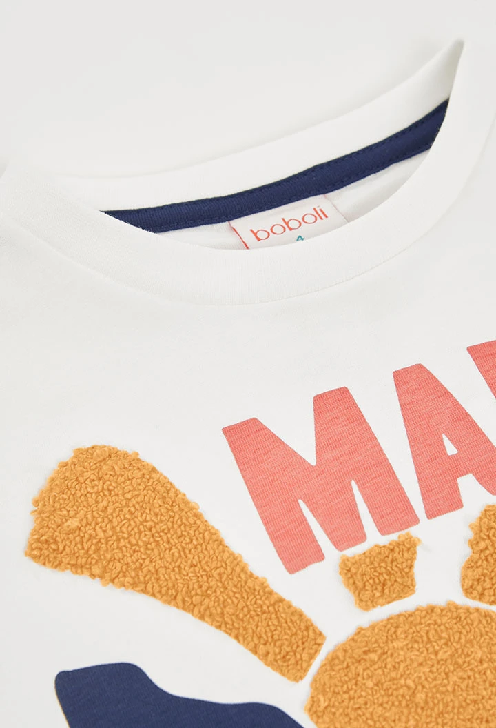 Camiseta de niño manga larga algodón blanco