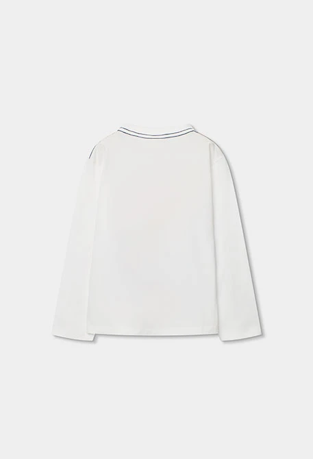 T-shirt pour enfant à manches longues en coton blanc