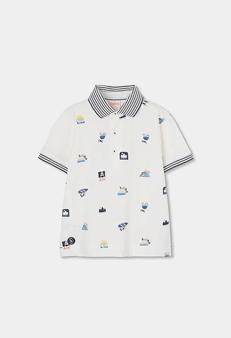 Polo niño algodón blanco