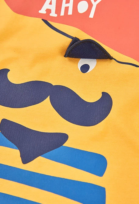 Camiseta niño algodón listada amarilla