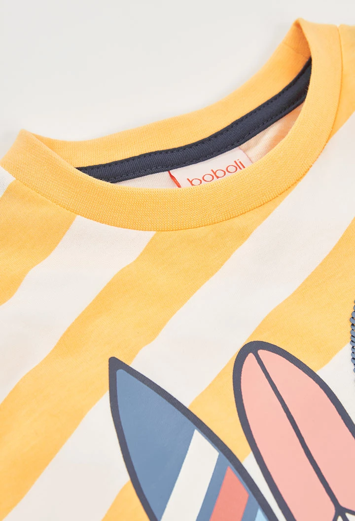Camiseta niño listado en amarillo