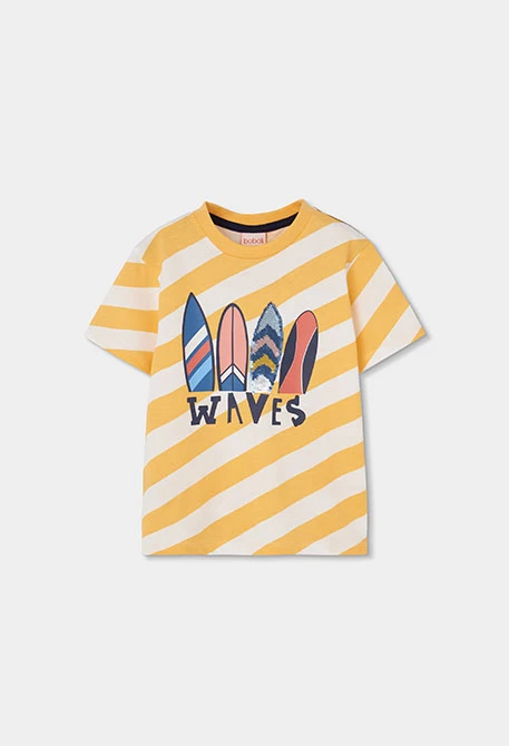 Camiseta niño listado en amarillo