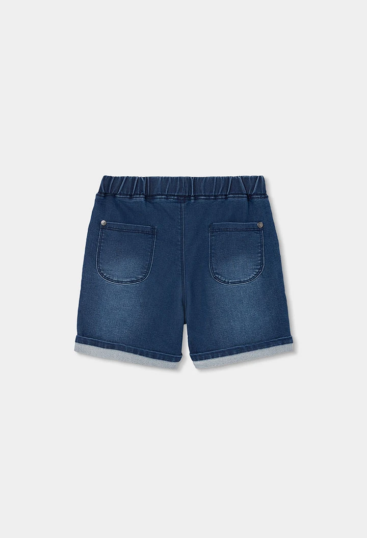 Dunkelblaue Denim-Bermudas