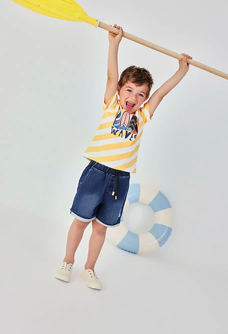 Navy blue denim shorts