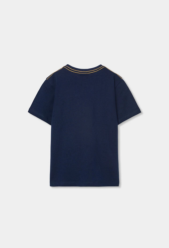 Camiseta infantil de algodão azul-marinho