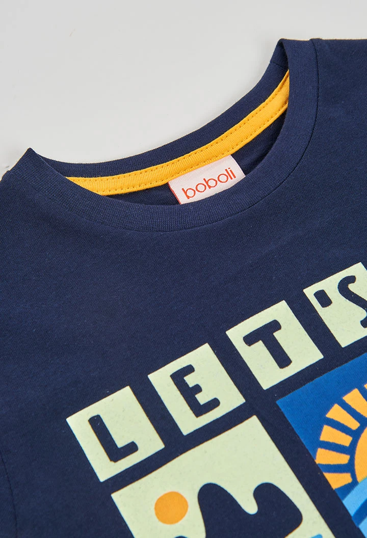 T-shirt enfant en coton bleu marine