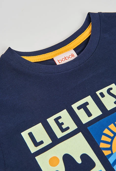 Camiseta niño de algodón azul marino