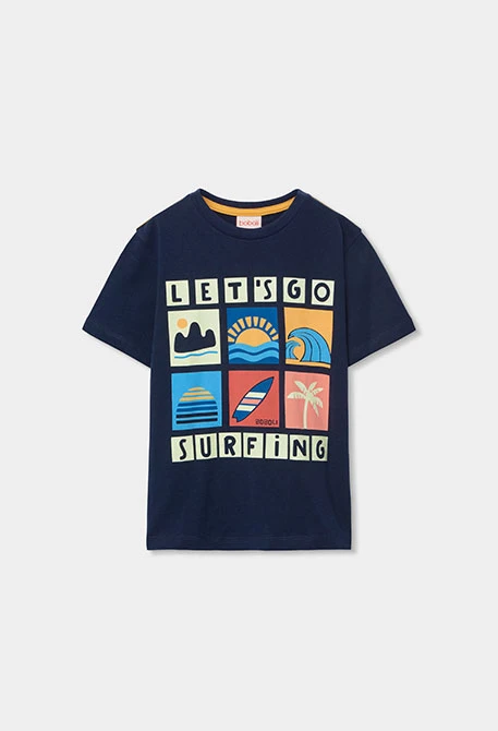 Camiseta niño de algodón azul marino