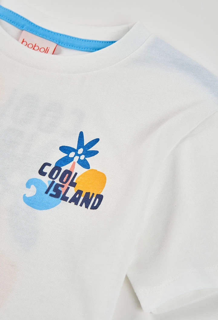 Camiseta niño algodón color blanco
