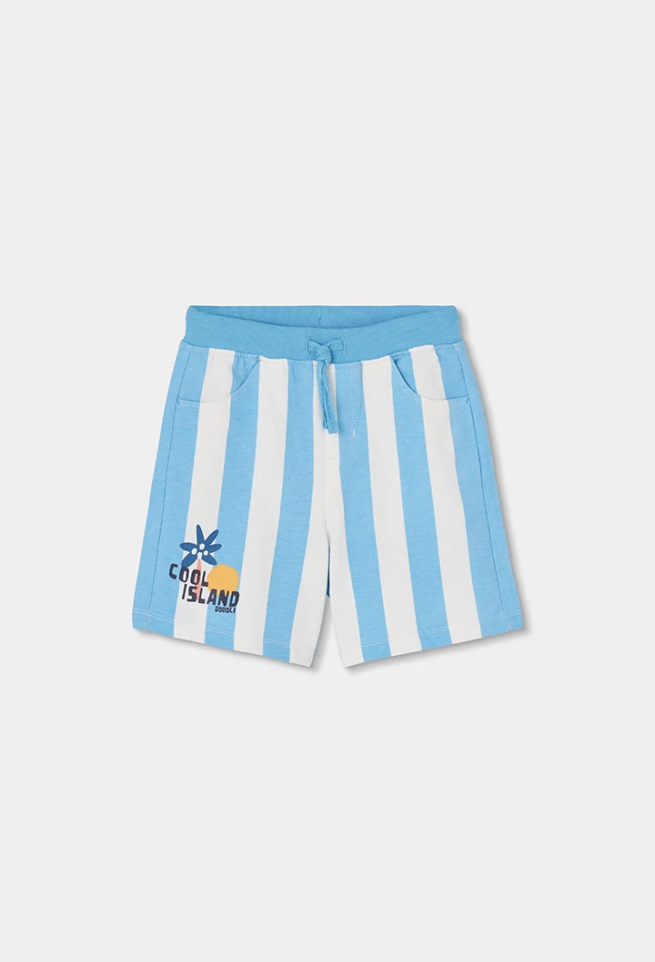 Baumwoll-Bermudashorts, weiß-blau gestreift