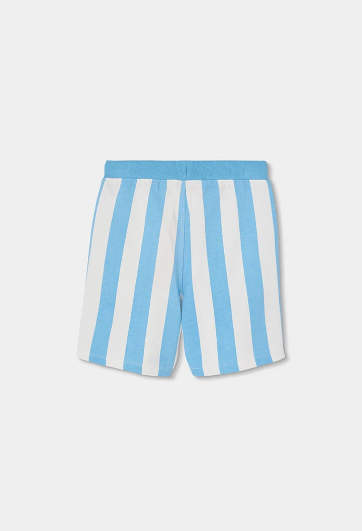 Baumwoll-Bermudashorts, weiß-blau gestreift