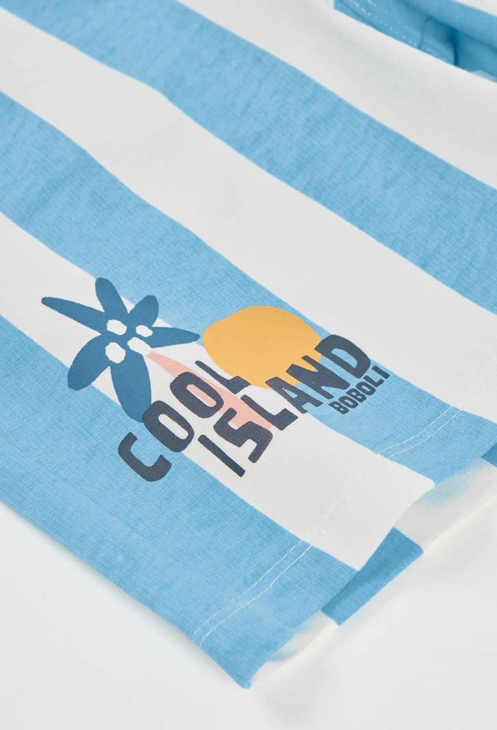 Bermudas algodón rayas blancas y azul