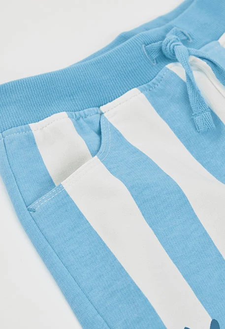 Bermudas algodón rayas blancas y azul